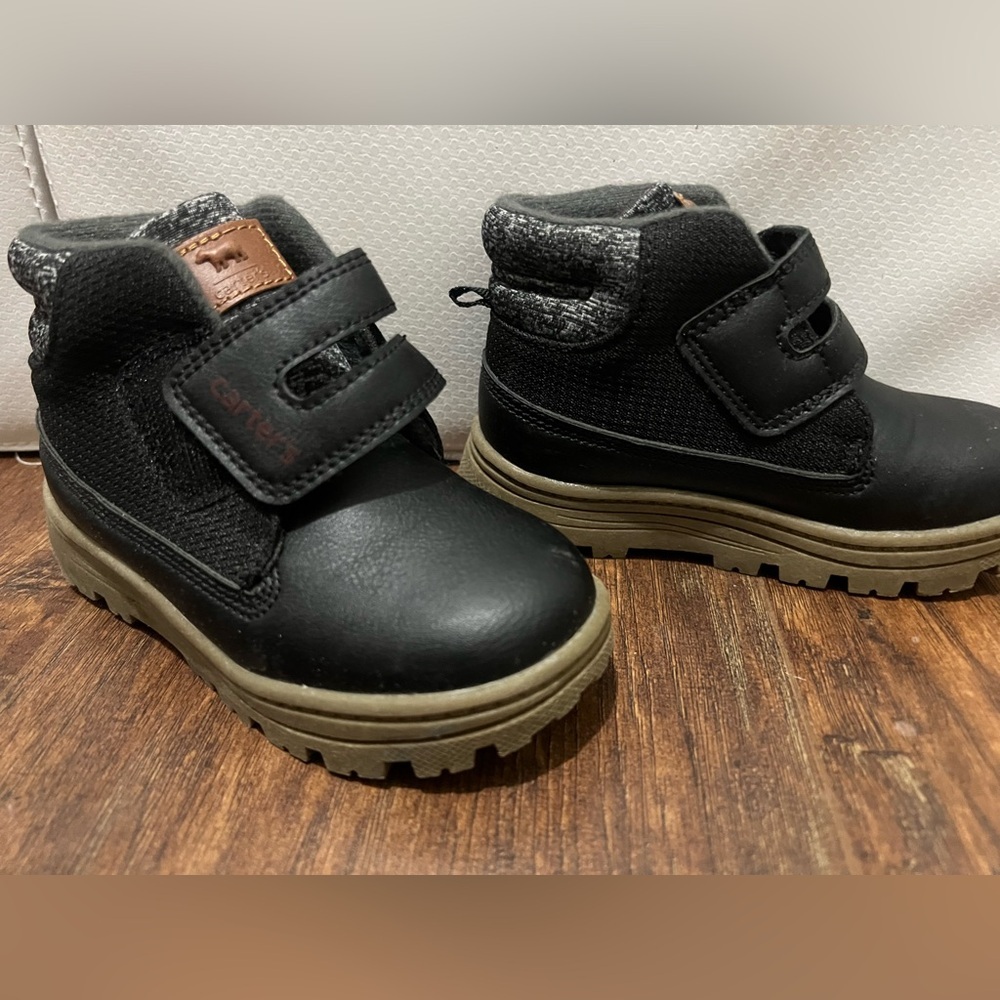 Carter's Black Rugged Ankle Boots with Velcro Strap